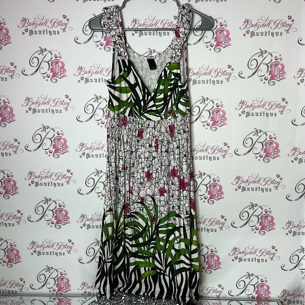 Vero moda dress flowers Tropical Print Sleeveless Dress stretchy